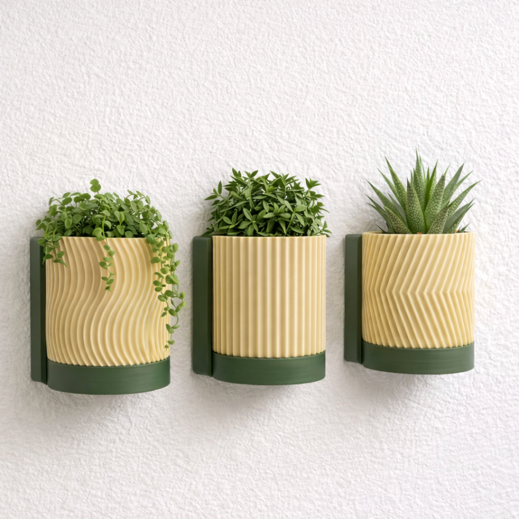 Ediwood Modern Wall Planter Set of 3 Premium PLA Planters