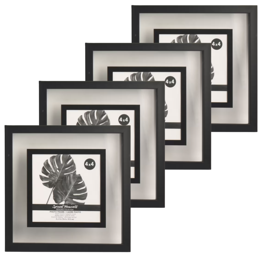 Set of 4 Black 4x4 Floating Picture Frames
